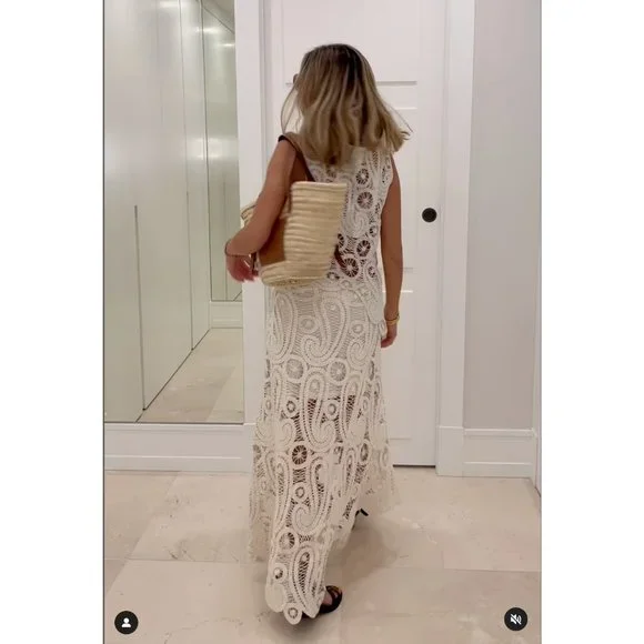 zara asymmetric crochet dress Zara Rose Crochet Maxi Dress